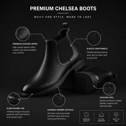 Men's Premium Black Chelsea Boots – Classic Formal & Casual Ankle Boots