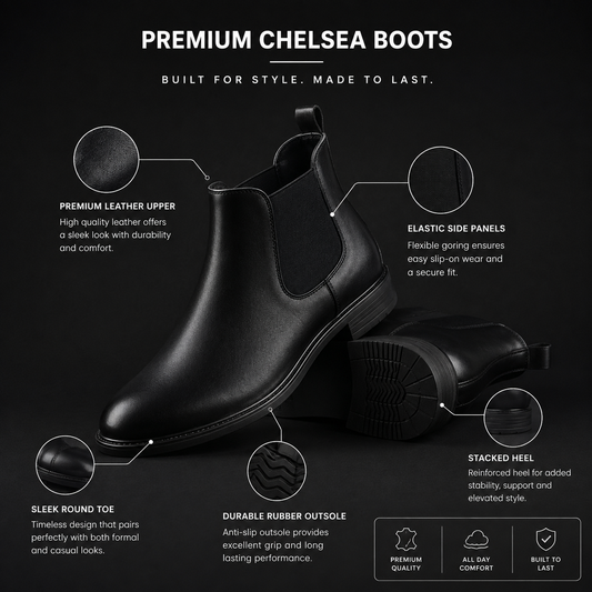 Men's Premium Black Chelsea Boots – Classic Formal & Casual Ankle Boots