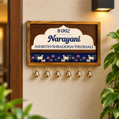 Personalized Indian Traditional Name Plate with Bells