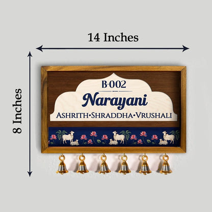 Personalized Indian Traditional Name Plate with Bells