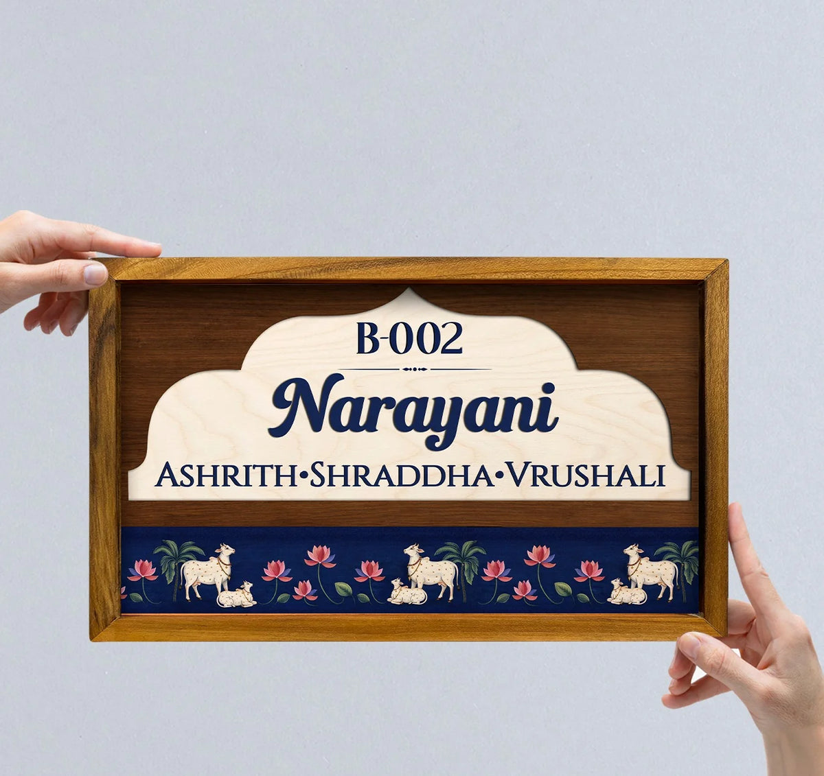 Personalized Indian Traditional Name Plate with Bells