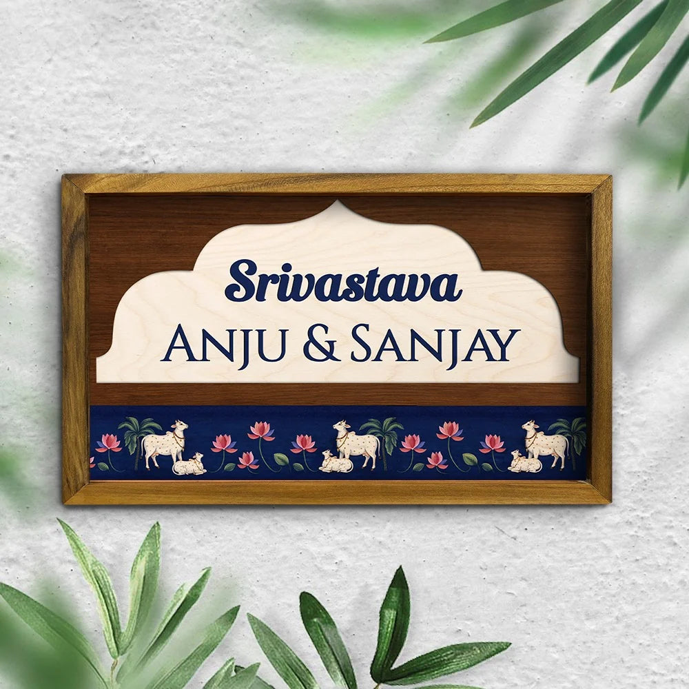 Personalized Indian Traditional Name Plate with Bells