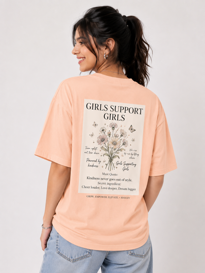 Elegant Floral Graphic Printed Oversized T-Shirt for Women | Premium Cotton Casual Tee