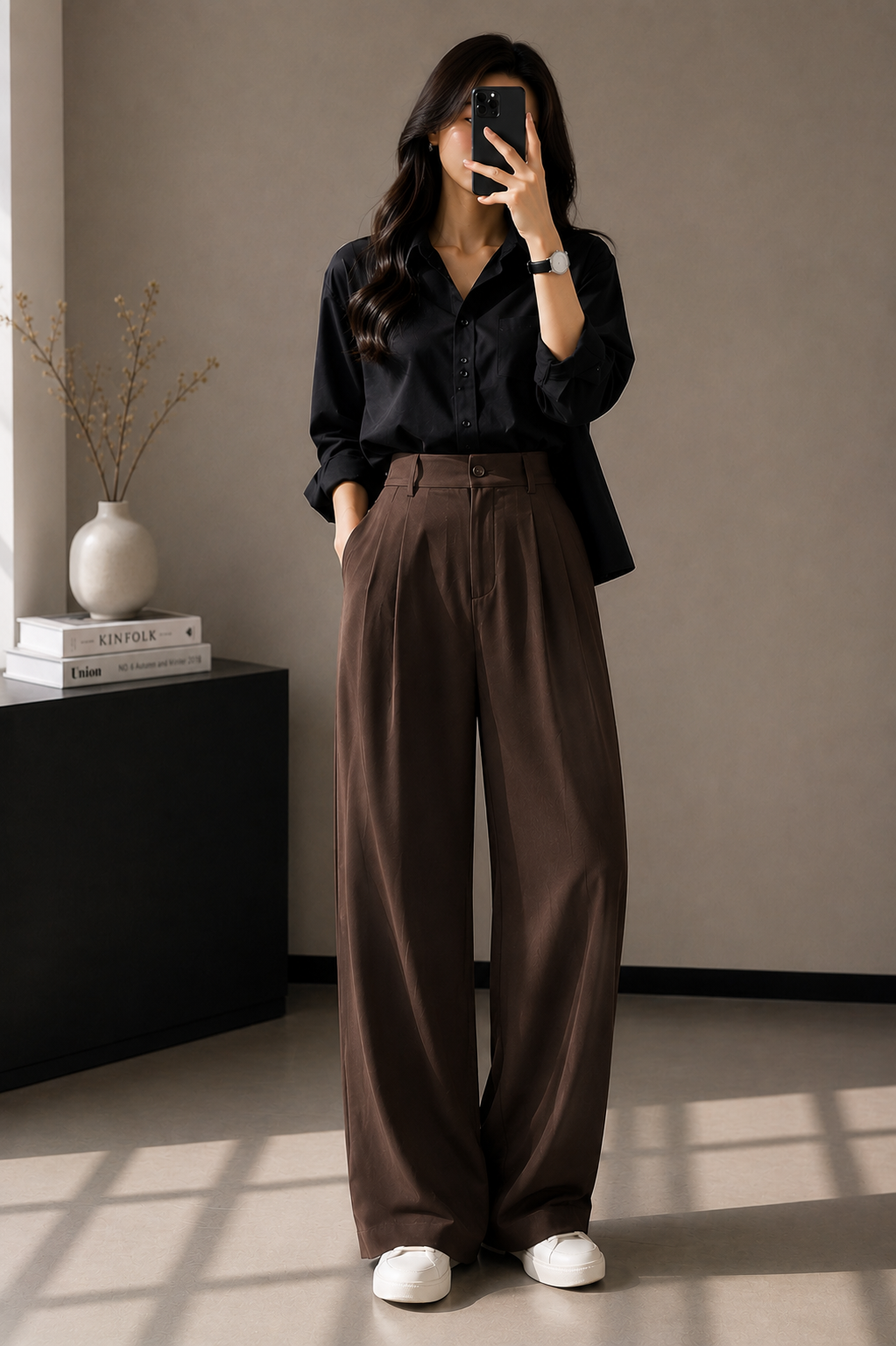 Women's Korean Wide-Leg Pants – High Waist Relaxed Fit Casual Trousers