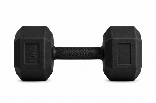 10KG Rubber Hex Dumbbell Pair | Anti-Slip Grip Strength Training Weights | Heavy-Duty Home Gym Dumbbells for Men & Women | Full Body Workout & Muscle Building Equipment | Black
