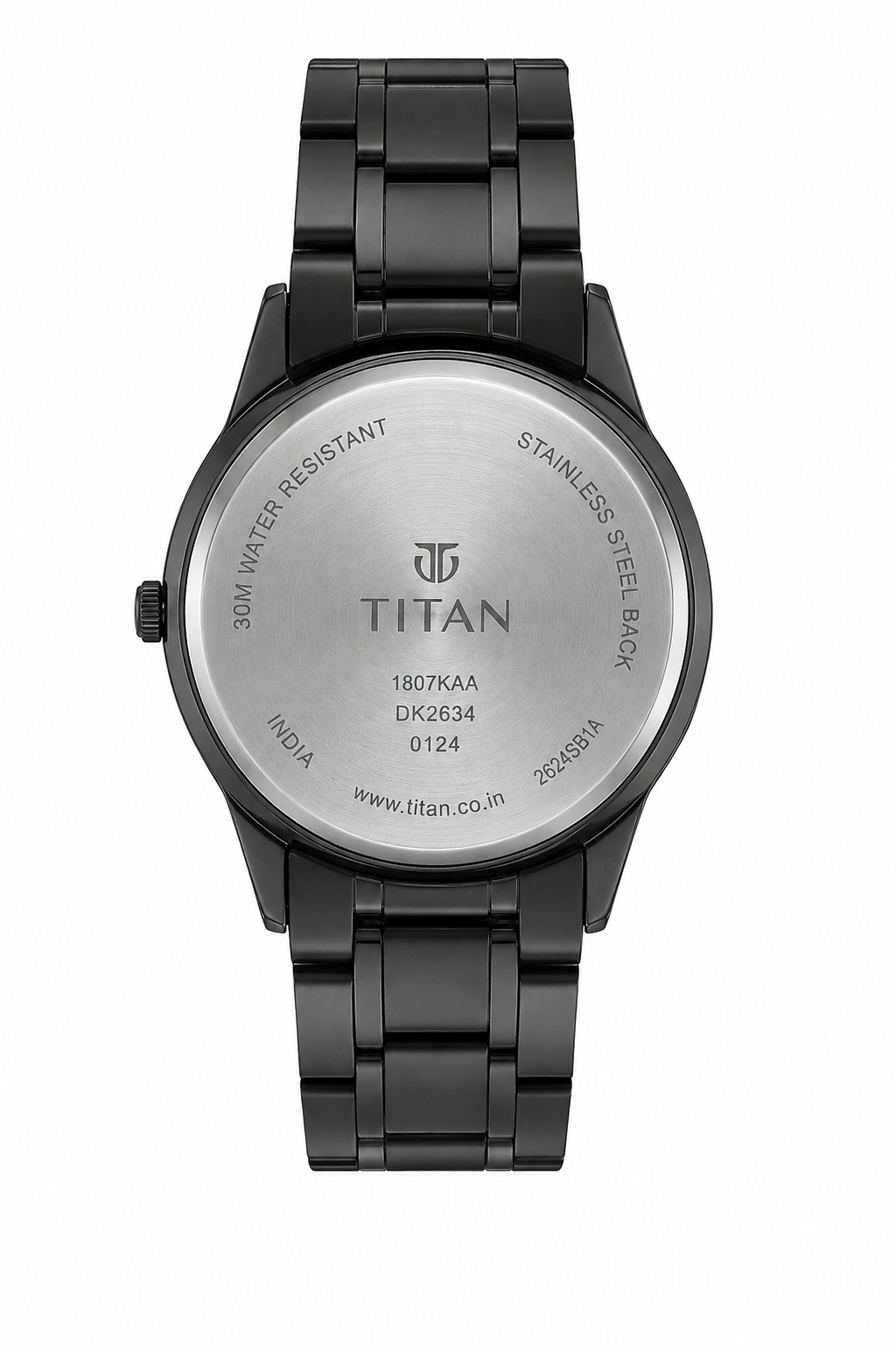 Titan Men's Analog Watch – Black Dial & Black Stainless Steel Strap