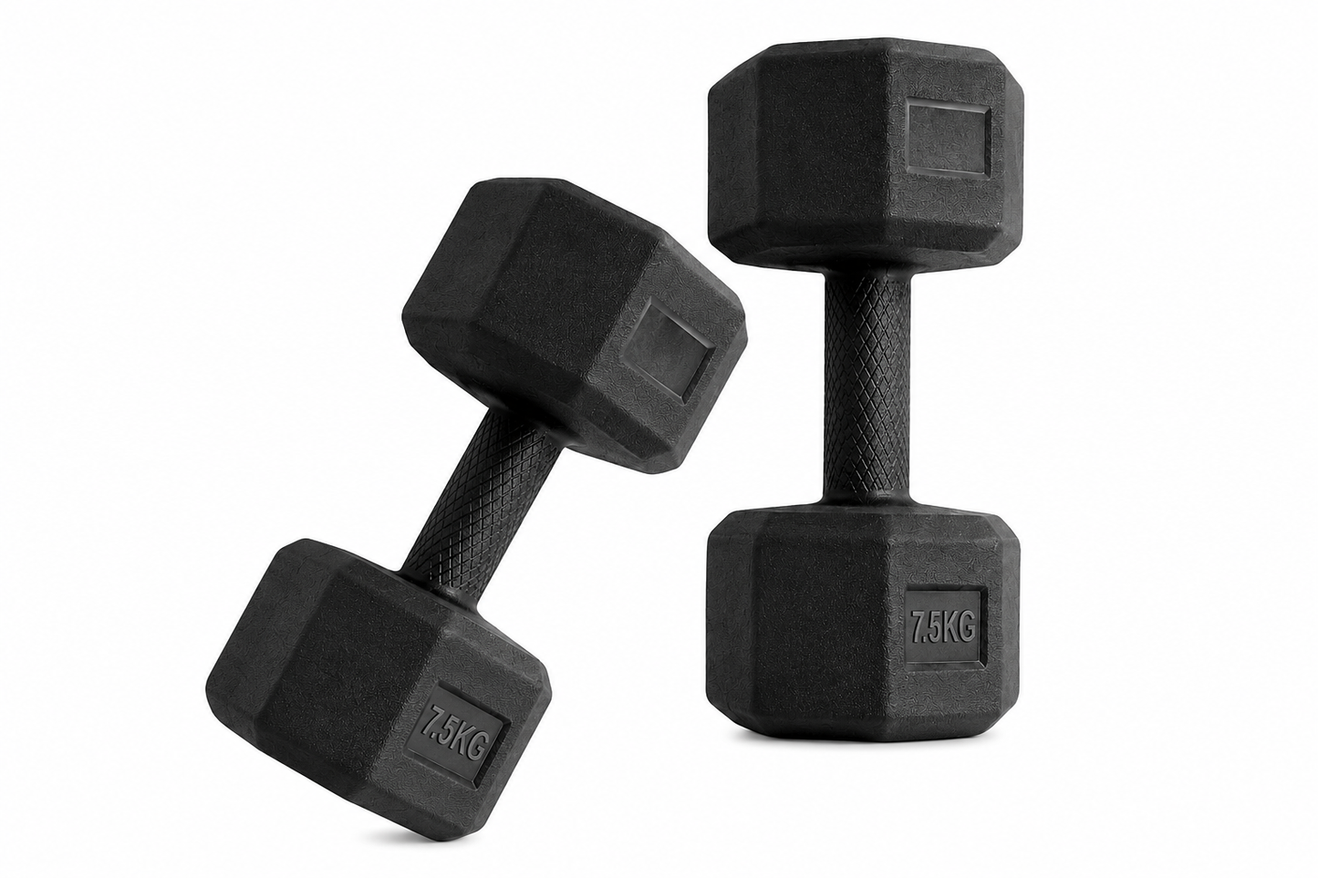 7.5KG Rubber Hex Dumbbell Pair | Anti-Slip Grip Strength Training Weights | Durable Home Gym Dumbbells for Men & Women | Full Body Workout Equipment | Black