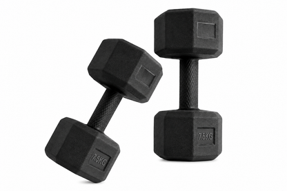 7.5KG Rubber Hex Dumbbell Pair | Anti-Slip Grip Strength Training Weights | Durable Home Gym Dumbbells for Men & Women | Full Body Workout Equipment | Black