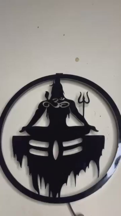 Lord Shiva Mahadev Backlit LED MDF Wall Decor for Living Room