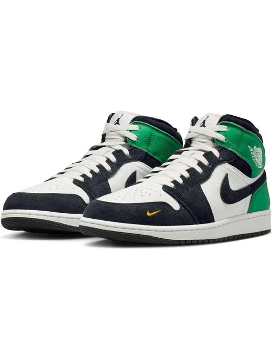 Nike Air Jordan 1 Mid White Black Green High-Top Sneakers for Men | Premium Casual & Streetwear Shoes