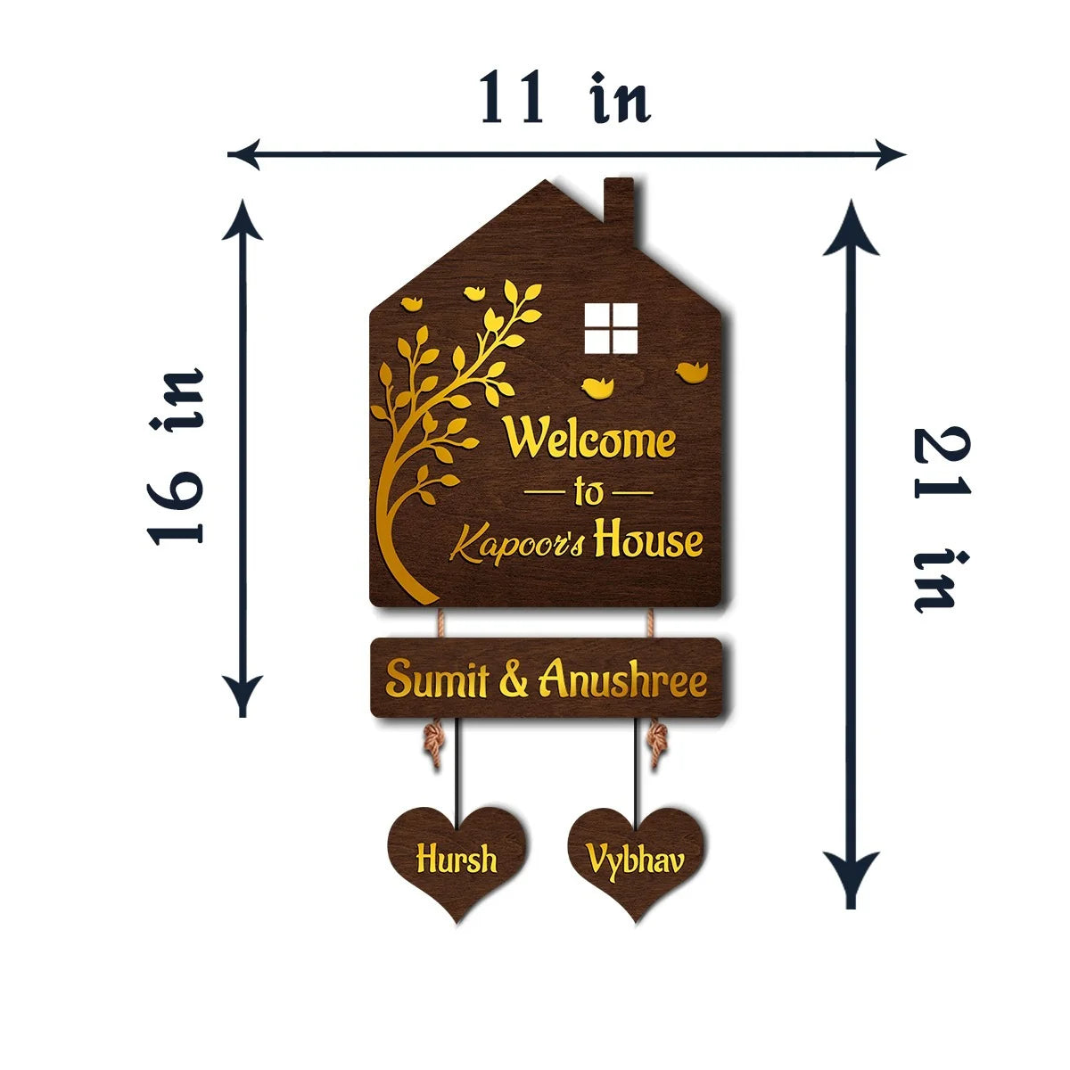 Personalized Tree Design Wooden House Name Plate