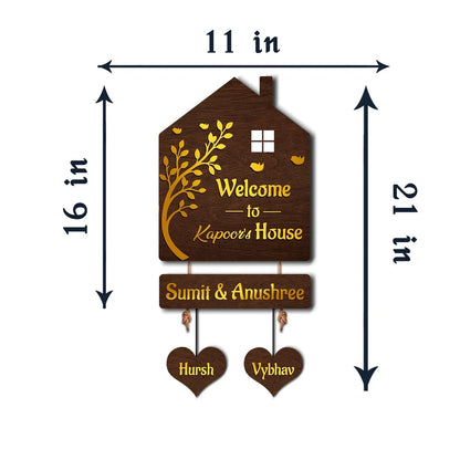 Personalized Tree Design Wooden House Name Plate